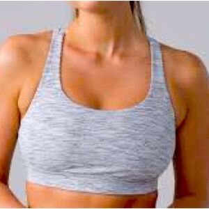 Lululemon Women’s Energy Bra in Gray, White, and Light Blue